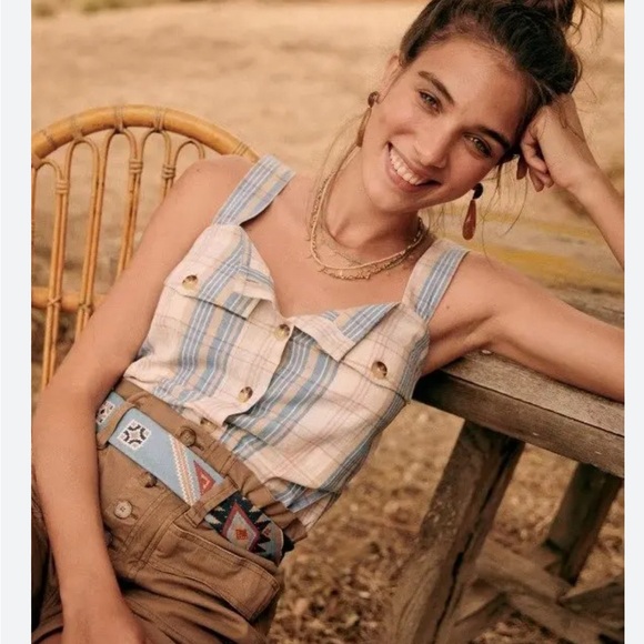 Sezane Samuel Plaid Cotton Top - Picture 1 of 5